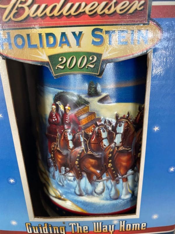 2002 Budweiser holiday stein close