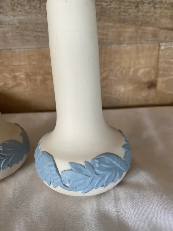 Canada Art Pottery Jasperware Blue on White Vase Set of Two Bud Vases Wedgwood2 Vintage Decor From Memories Ago