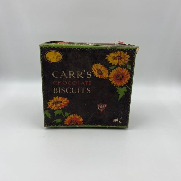 vintage biscuit tin Carr's Chocolate Biscuits Tin 1920s with Original Paper Label front