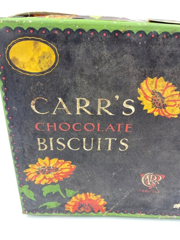 vintage biscuit tin Carr's Chocolate Biscuits Tin 1920s with Original Paper Label close