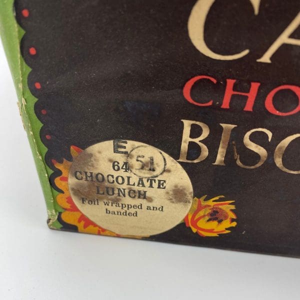 vintage biscuit tin Carr's Chocolate Biscuits Tin 1920s with Original Paper Label original sticker on paper label