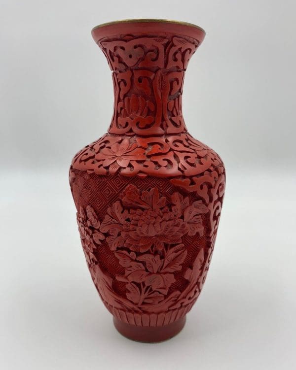 red cinnabar vase