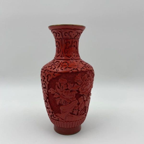 red cinnabar vase different angle