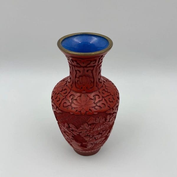 red cinnabar vase top