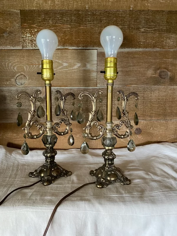 vintage metal table lamp set of two bedside table lamps