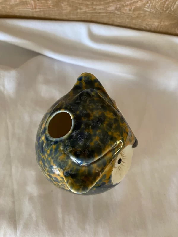 ceramic owl vase top close