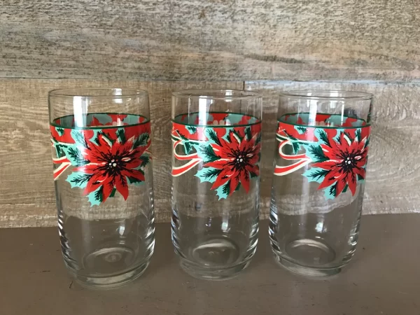 vintage Christmas tumblers set of three