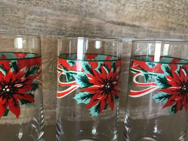 vintage Christmas tumblers close up