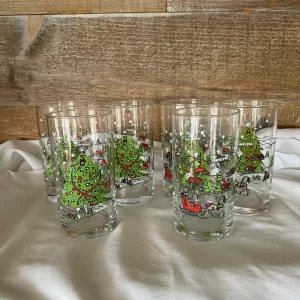 vintage Christmas cocktail glasses set of six highball