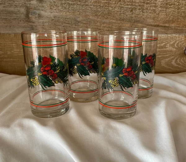 glass Christmas tumblers set of four