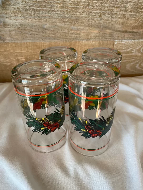 glass Christmas tumblers tick glass bottoms