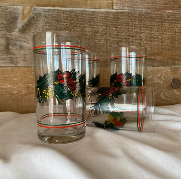 glass Christmas tumblers highball water glasses