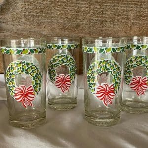 christmas drinking glasses wreath set of four