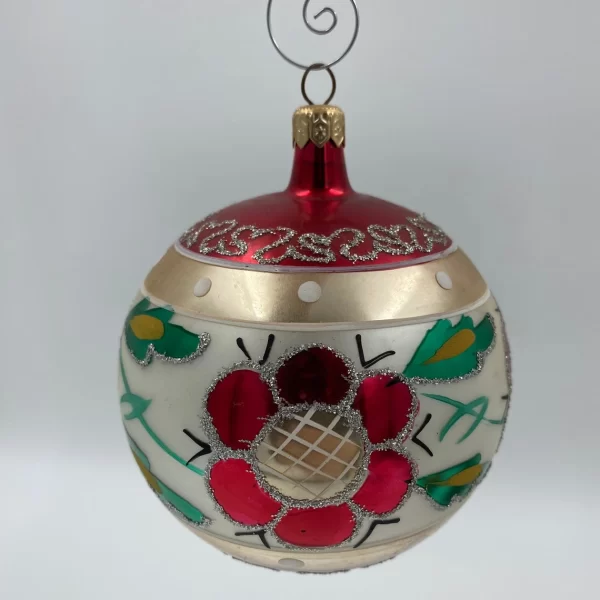 vintage Christopher Radko Christmas ornaments ball with red flower