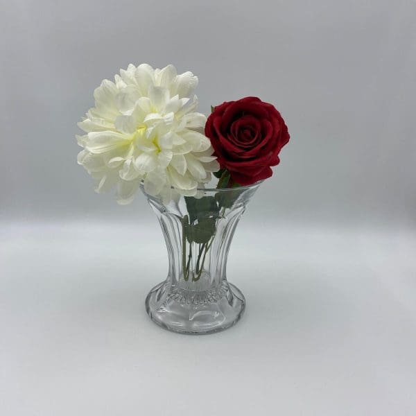 hourglass vase with flowers