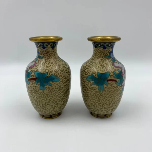 Japanese cloisonne vase backs