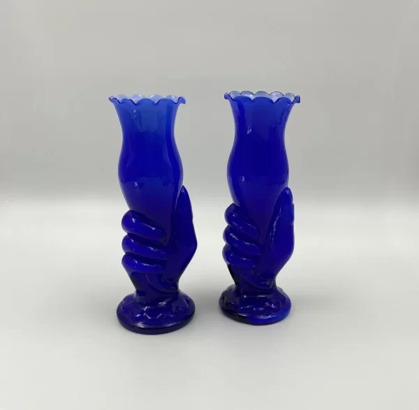 hand vase vintage blue