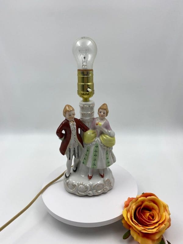 vintage porcelain figurine lamps porcelain man and woman