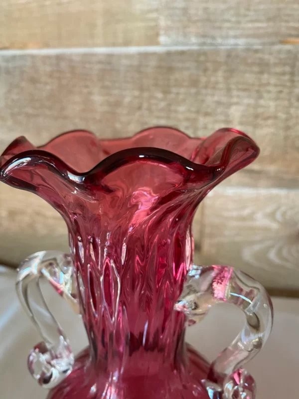 vintage cranberry glass vase top