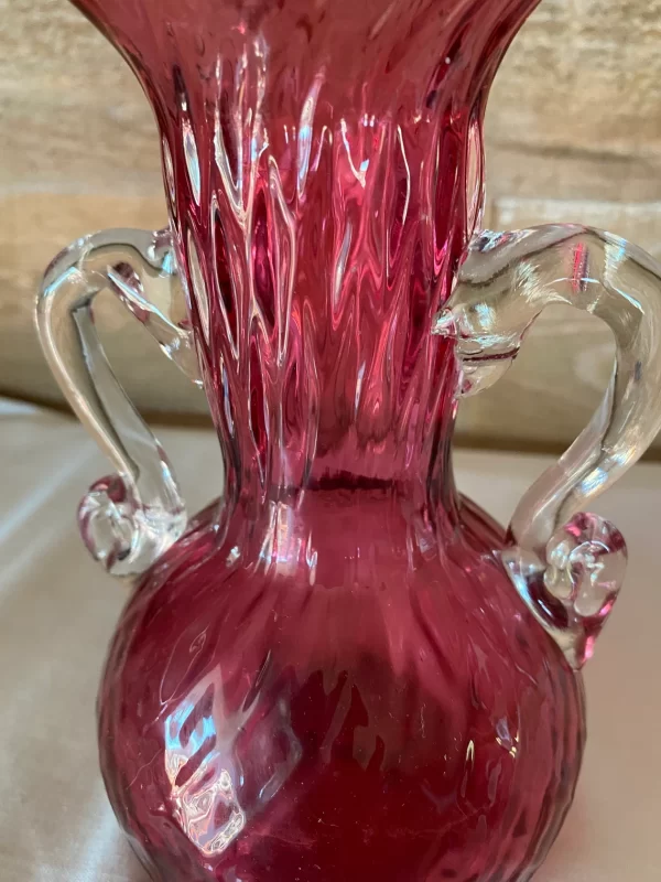 vintage cranberry glass vase close