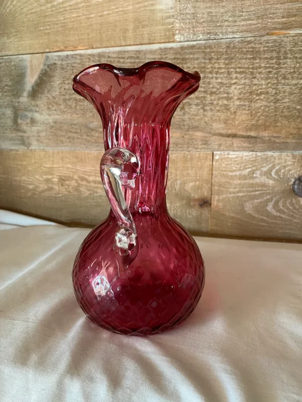 vintage cranberry glass vase side