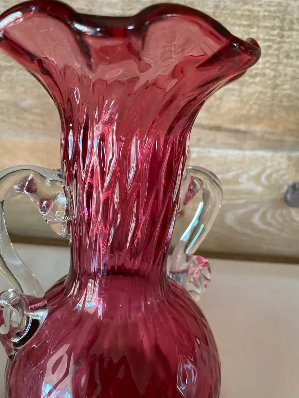 vintage cranberry glass vase neck