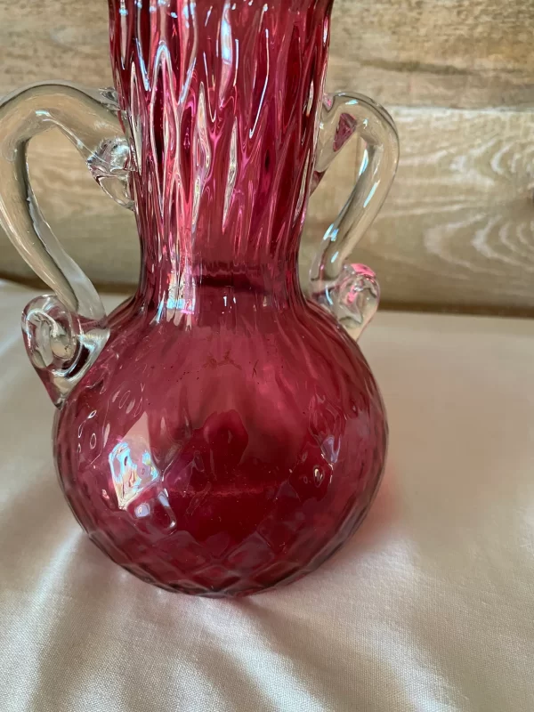 vintage cranberry glass vase shoulder