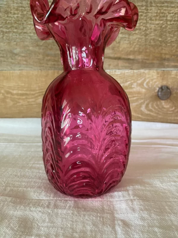 cranberry glass vase vintage texture design