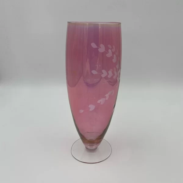 vintage pink glass vase side