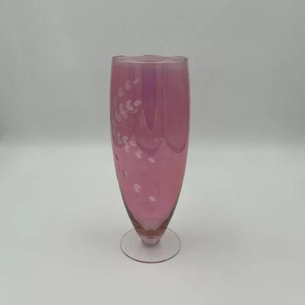 vintage pink glass vase side