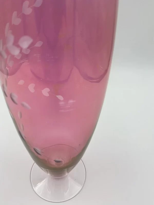 vintage pink glass vase scuffs