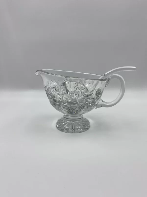 crystal gravy boat pinwheel cut with ladle