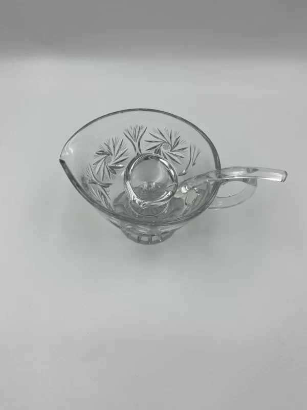 crystal gravy boat with ladle top view