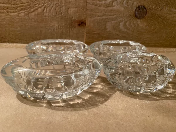 Pinwheel crystal ashtrays vintage set of four side view