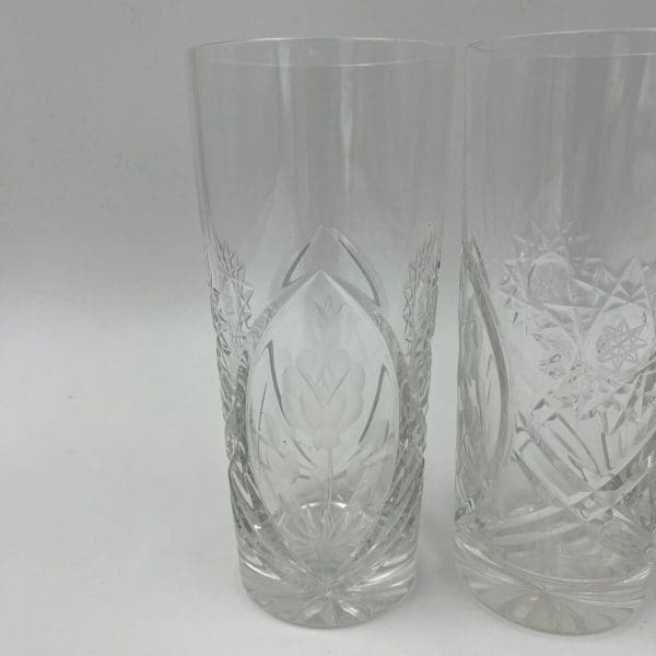 crystal drinking glasses close of rose detail