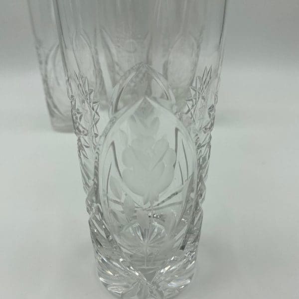 crystal drinking glasses etched flower