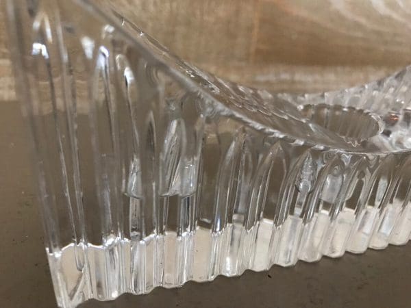 vintage crystal candle holder curved edge