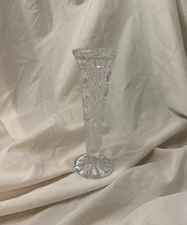 vintage cut glass bud vase front