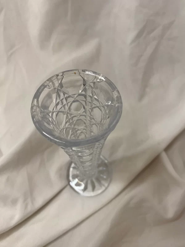 vintage cut glass bud vase top