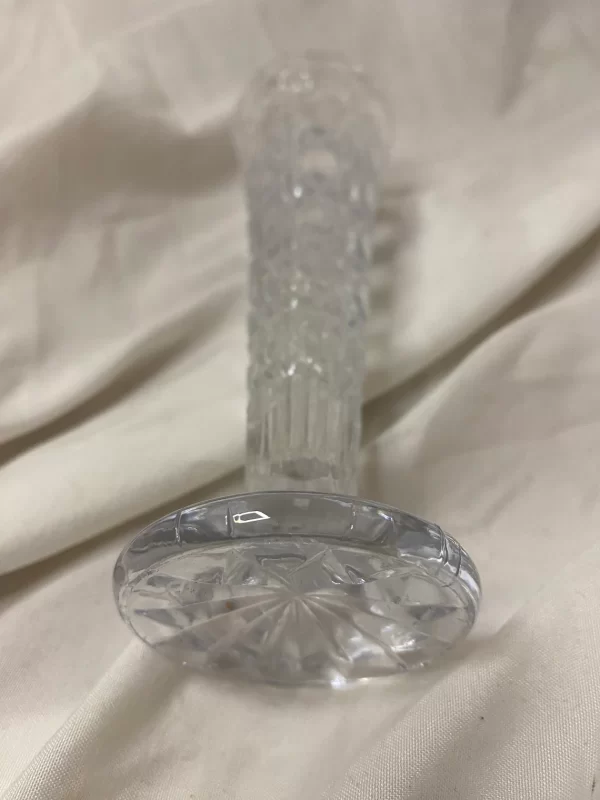 vintage cut glass bud vase bottom side