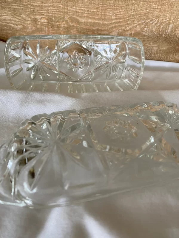 vintage cut glass butter dish bottom