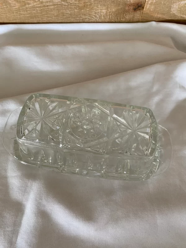 vintage cut glass butter dish top