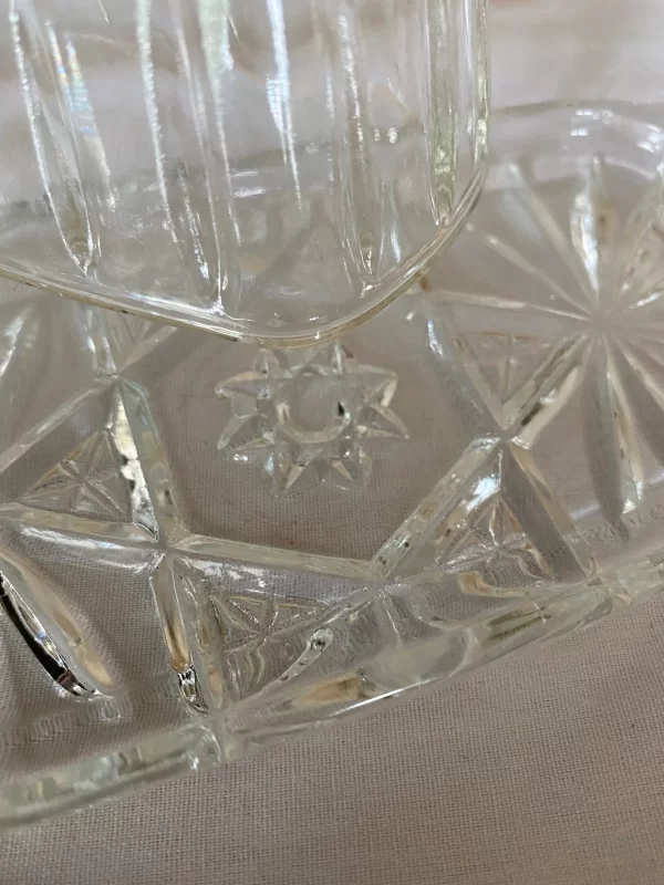 vintage cut glass butter dish close bottom dish