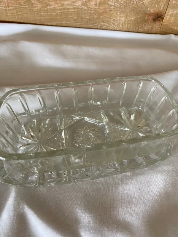 vintage cut glass butter dish inside cover