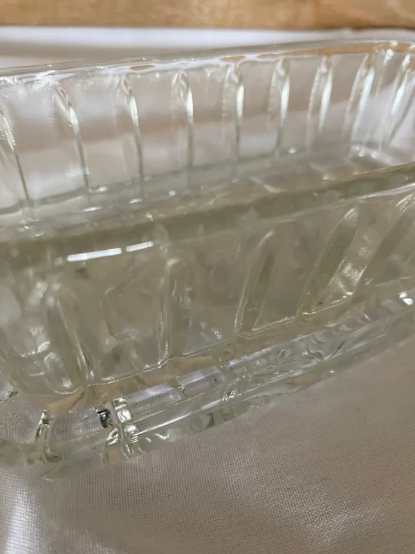 vintage cut glass butter dish close cover