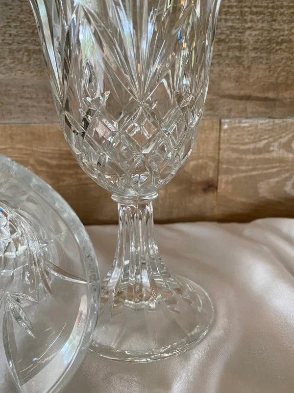 vintage heavy cut glass vase pedestal