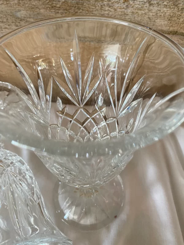 vintage heavy cut glass vase top