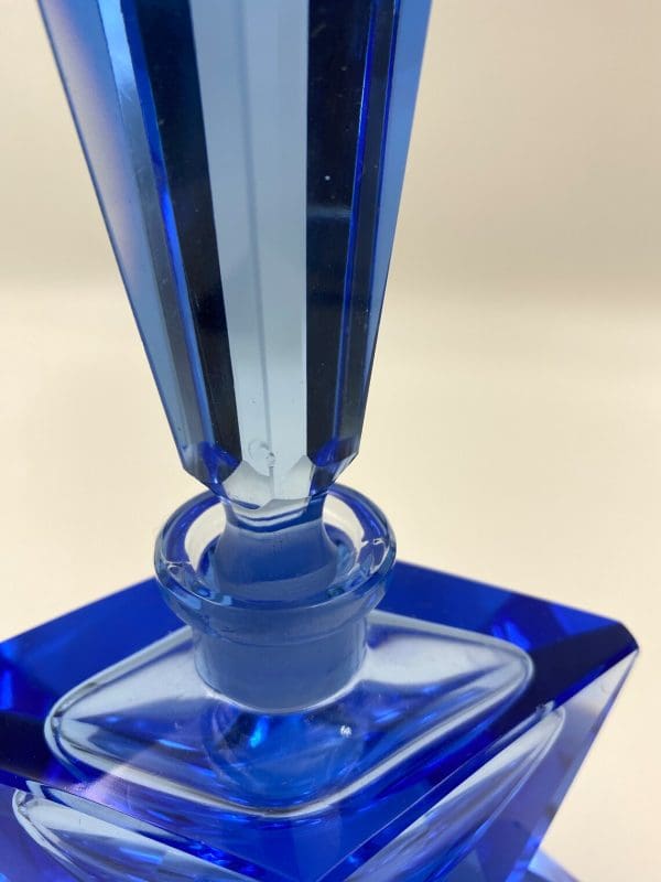 blue crystal perfume bottle nick on facet