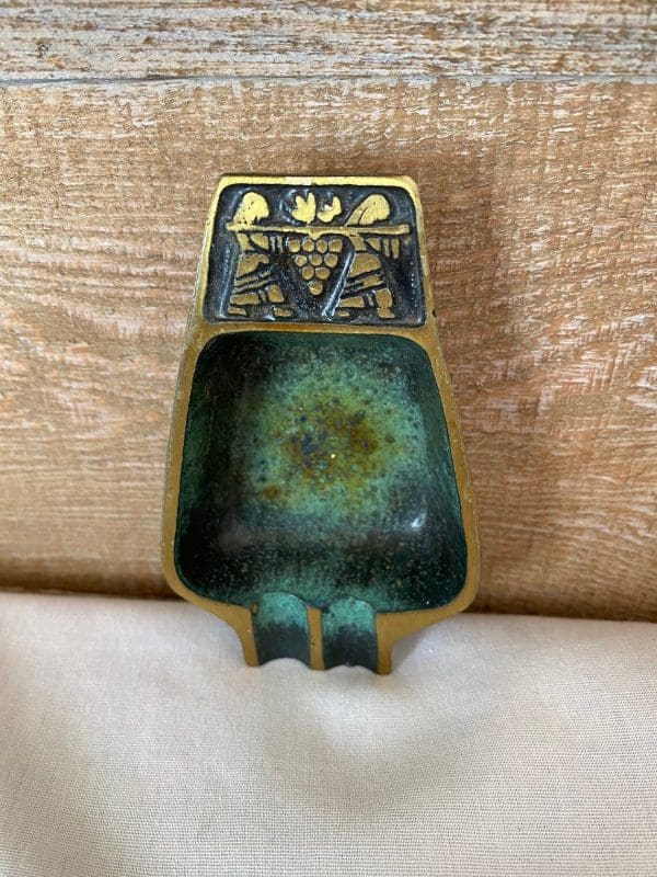 Dayagi ashtray vintage green and gold