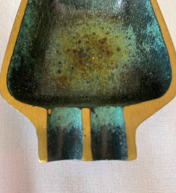 Dayagi ashtray vintage green and gold closeup more